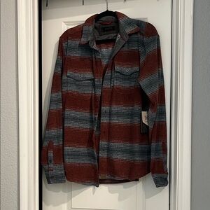Dakota Grizzly Rusty Casual Button Down Shirt - Red and Gray Stripes